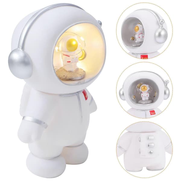 Astronaut-lys liten nattlampe for dekorasjon 2 stk nattlys hvit
