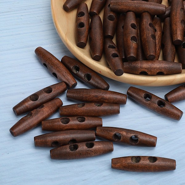 50Pcs Dark Coffee Sewing 2 Holes Wood Buttons DIY Coat Clothes Accessories Decoration