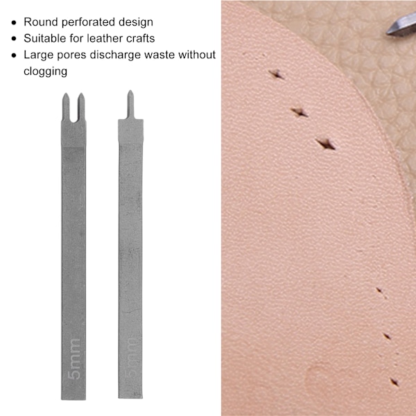 Läderprickjärn 5mm 1 Tand 2 Tand Vit Stål Läder Gaffel Stans DIY Hantverk Läder Sömnad Stansa för Stövlar