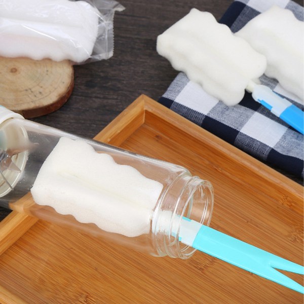 3 STK rengjøringsbørste for svampflasker med lang plasthåndtakskopp