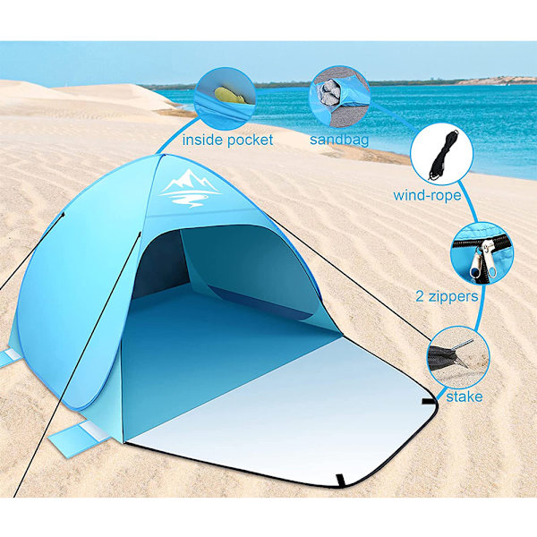 Strandskydd Pop Up Strandtält med Dubbla Dragkedjor