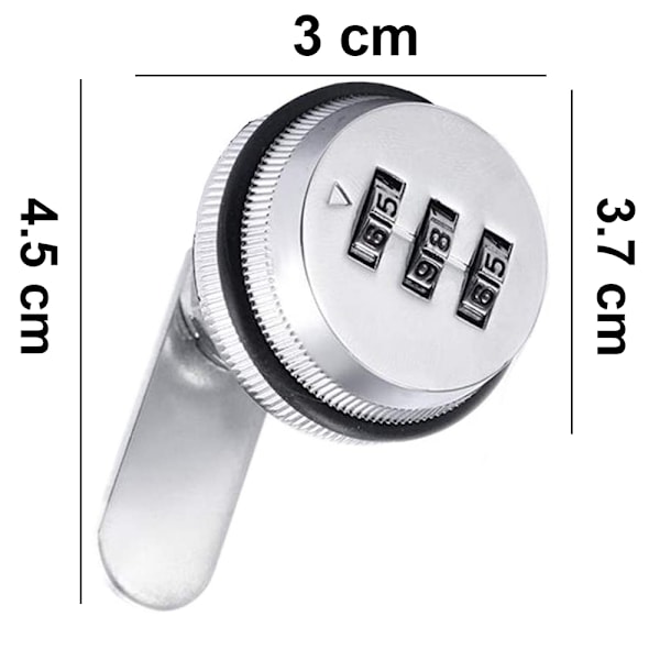 3-sifret kodekombinasjonskamskåp, sølv, sinklegering