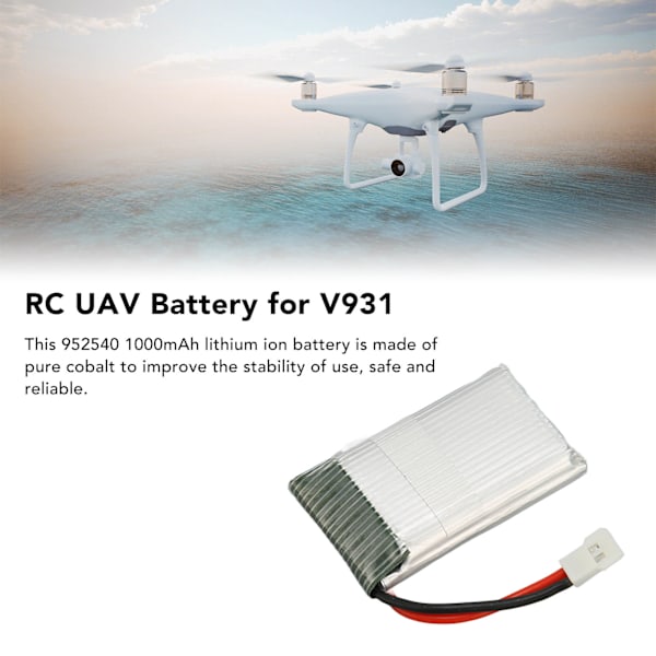 952540 3.7V 1000mAh Li Ion-batteri, oppladbar RC-dronebatteri for Syma X5 X5C X5SC X5SW TK M68 CX 30 K60 905 V931