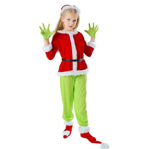 Julekostume Stjål Grøn pelsmonster Grinch tøj Grøn pelsmonster maske Den Grønne Grinch