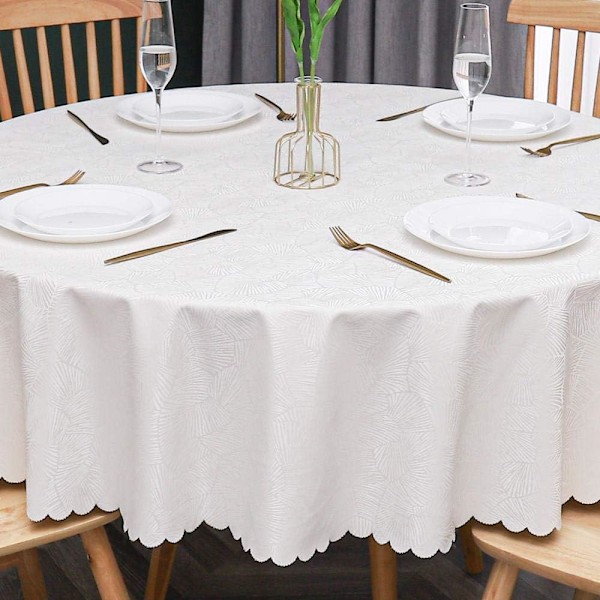 Elegant Rund Bordsduk, Vattenavvisande Tung Mjuk Bordsduk, Lämplig För Matsal Och Utomhusevenemang (Off White, 140 cm)