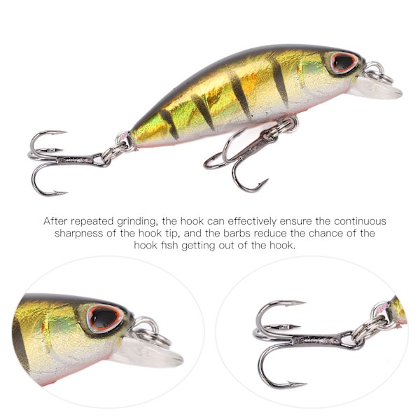 6 st artificiella minnow fiskedrag Slow Sinking fiskedrag för bas sötvatten 6 färger 2g
