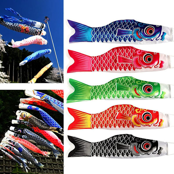 Japansk karpbannerset med 5 färgglada färger
