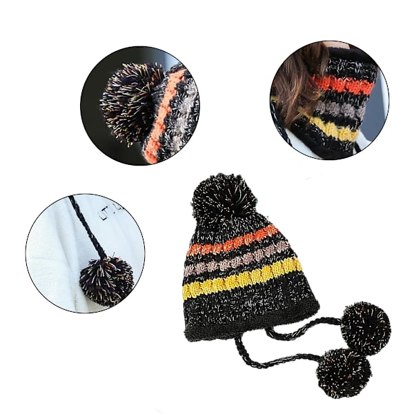 Kvinnors stickade mössa och halsduk set vinter varm tjock virkad bobble mössa
