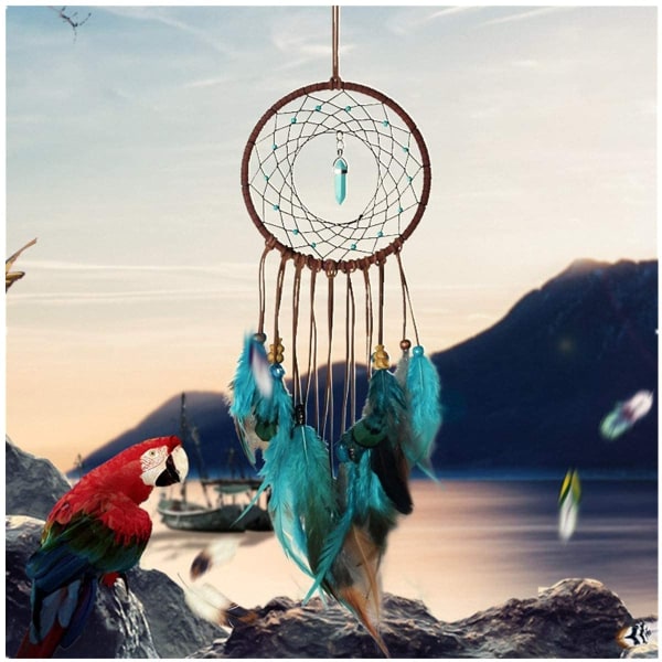 Dream Catcher ~ Käsintehty perinteinen höyhen seinälle ripustettava koti