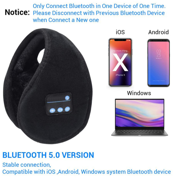 Bluetooth-öronskydd med hörlurar, Öronvärmare, Present till Män Kvinnor Barn Jul, Bluetooth Trådlösa Musiköronskydd med Mikrofon för Vinter