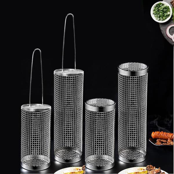 Rullende grillkurv i rustfritt stål, rustbestandig og solid grillkurv, enkel rengjøring for grillfester Small