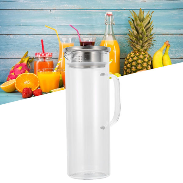 1100ML koldtvandsflaske gennemsigtig koldtvandskrukke juicekande med låg til hjemmebrug rustfrit stål låg