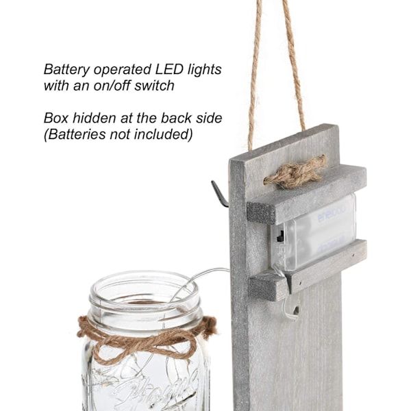 Rustikke væglamper - Mason Jar væglamper, rustik boligindretning Silkehortensiaer og LED lysstrimler Design til indendørs dekoration Rustik rustik