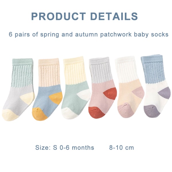6 Pairs cotton ankle socks for toddlers and toddlers soft warm