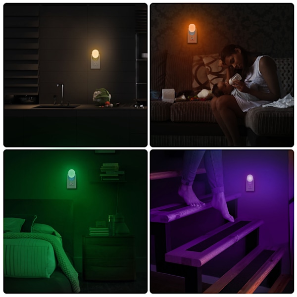 2-pack RGB 16 Färger Sockellampa med Fjärrkontroll, Vägglampa LED Nattlampa Justerbar Ljusstyrka för Trapphus Badrum Barnrum