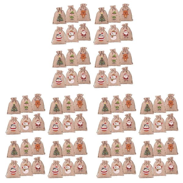 Christmas Advent Burtab presentpåsar för nedräkning 72-pack