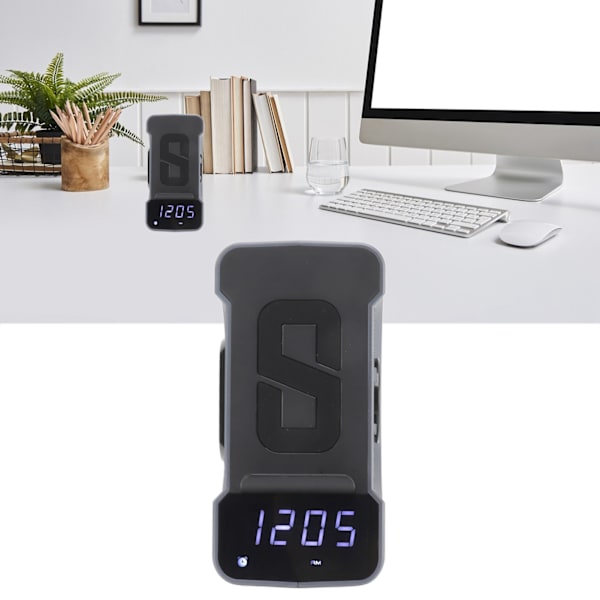 3 i 1 Bluetooth-högtalare PC ABS väckarklocka med trådlös laddning för sängbord 10W blå