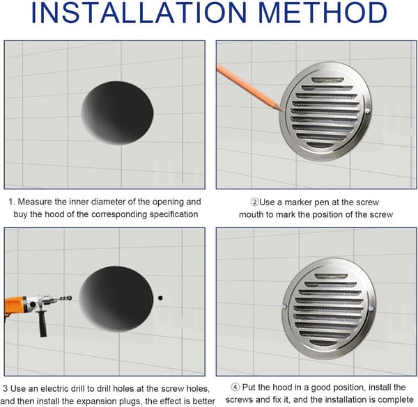 Ventilationsmester i rustfrit stål, 45° forlænget skråt ventilationsdæksel med skærmnet, regntæt og skadedyrsresistent design til bred anvendelse