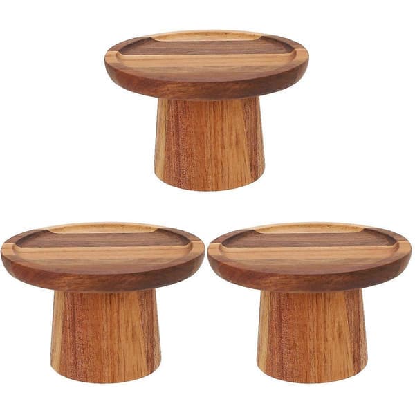 Tårtställ för hemmabruk, 3-pack träbrickor för cupcakes