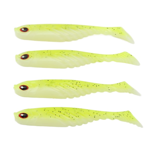 4 stk. AR48 75mm/3.2g T Hale Blød PVC Agn Dobbelt Farver Jigging Wobblers Kunstig Lokkemadsgul Hvid