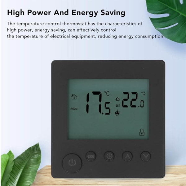 Digital termostat 4500W høj effekt elektrisk gulvvarme temperaturstyring termostat til kontor indkøbscenter AC 90V til 240V sort