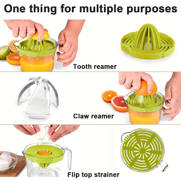 Mångsidig Citruspress, Manuell Handpress med Uppgraderad Grön Rivare, Effektiv Juiceutvinning för Citroner Lime, Transparent Rivare för