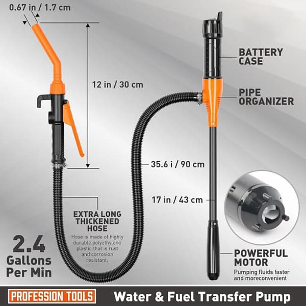 Justerbar flödeskontrollmunstyckspump, snabb transporthastighet med bärbar batteripump, mångsidig design batteridriven vattenpump, förlängd