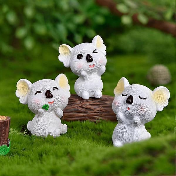Trädgårdsdekoration Koala-figurer för mikrolandskap 18-delars set