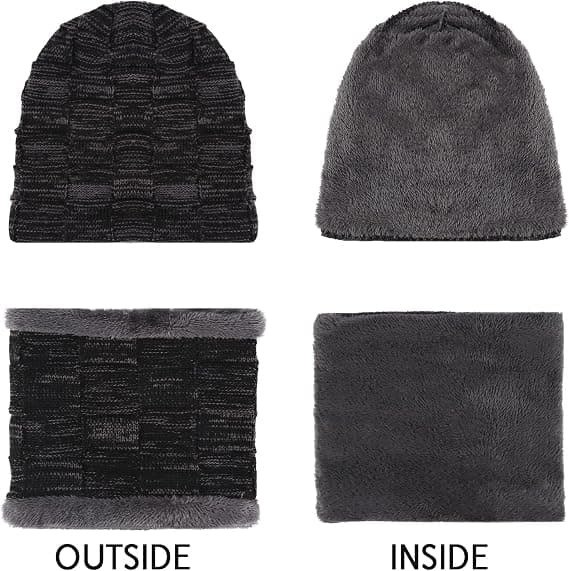 Vintermössor Halsduk Set Varma Stickade Mössor Skull Cap Nackvärmare