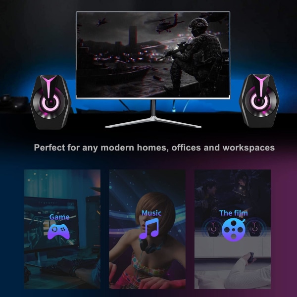 Computerhøjttalere, Stereo PC-gaminghøjttalere med 7 farver