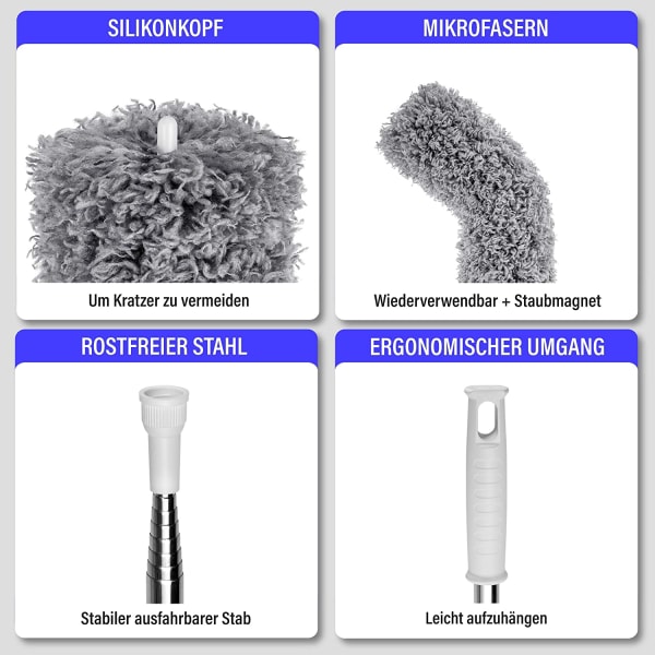 "N/A" Staubwedel Teleskop 2er Set Mikrofaser Aufsätze, Teleskop