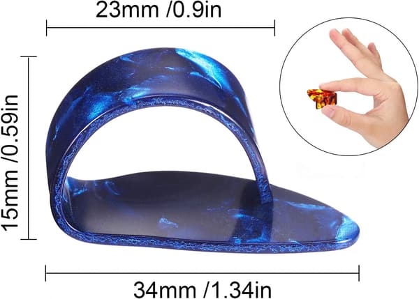 Tummplockar Fingerpicks, Medium, Vinklade Platta, Celluloid Gitarr F