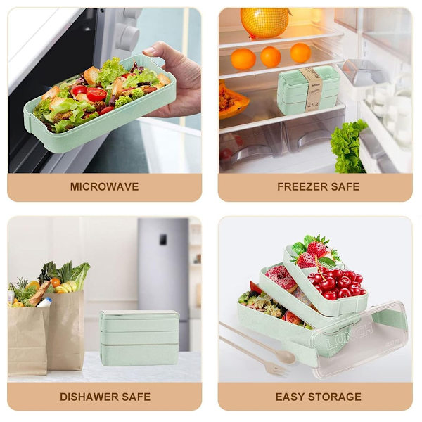 Bento-boks, matboks med rom, lagdelt matboks, for voksne og barn