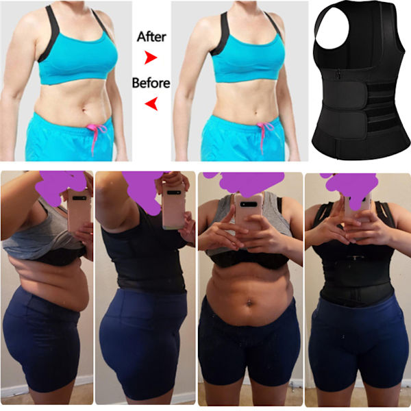 Kvinde Taljetræner Korset Lynlås Vest Justerbar Neopren Body Shaper Cincher Tank Top Talje Shapewear