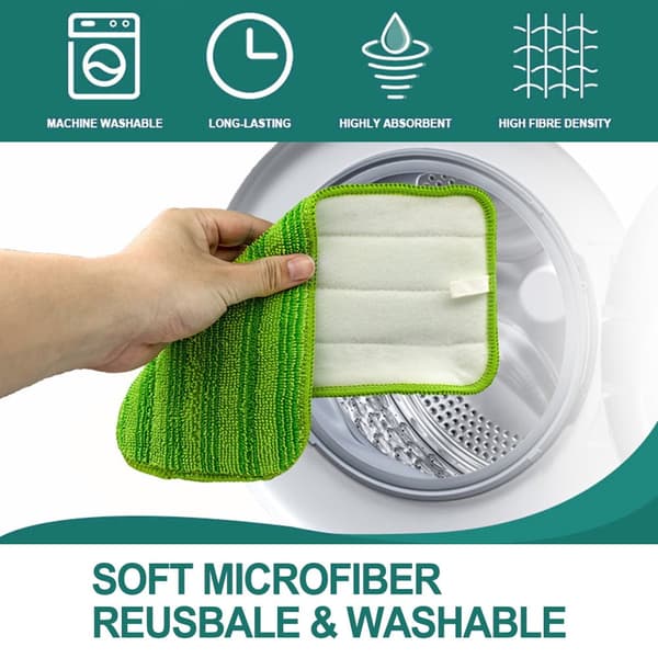 Genanvendelig moppepude til gulvrengøring, mikrofiber moppepude genopfyldninger vaskbare erstatningspuder til våd og tør moppe, superabsorberende tekstureret absorberende