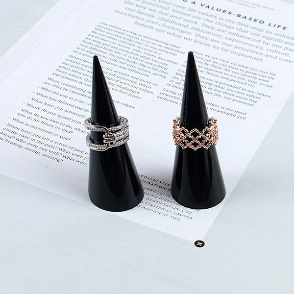 Ring Stand, 5 Ring Cones, Svart för Butiker & Hem