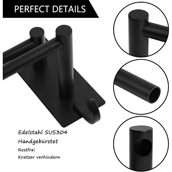Mångsidig självhäftande handdukshängare, platsbesparande aluminium 6-lagers skydd rostbeständig fritt infällbar handdukstork för badrum kök (40cm,