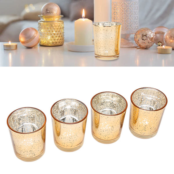 12 st Votivljusstakar Guld Färg Prickig Retro Tjocknat Glas Tealight Ljusstakar för Fest Bröllop Semester
