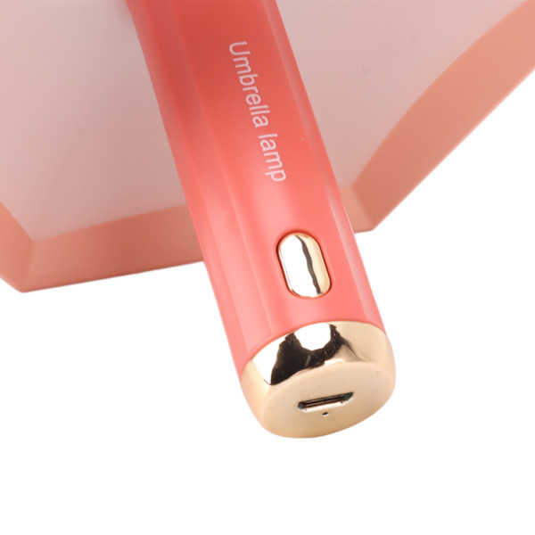 Paraplyformad LED-sänglampa USB-laddningsbar 3 växlar LED-sovrumsläslampa 500mAh Rosa