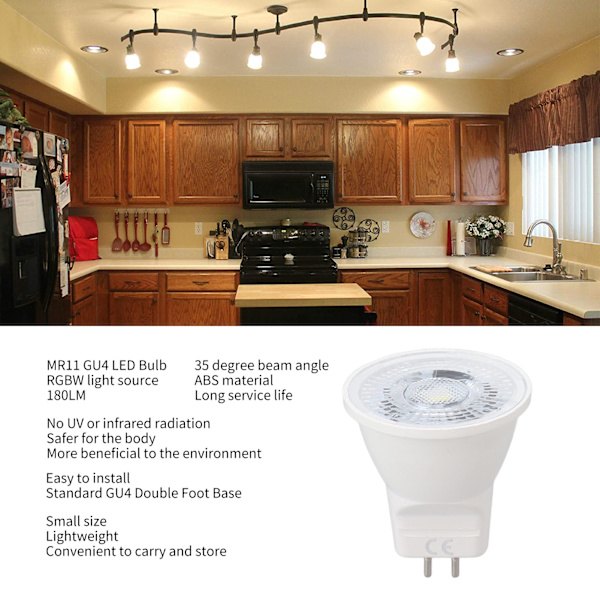 MR11 180LM GU4 LED-lampor AC DC RGBW-stiftbaslampor Bärbar ABS 2W GU4 LED-lampor för hemfestkontor Butik 12-36V