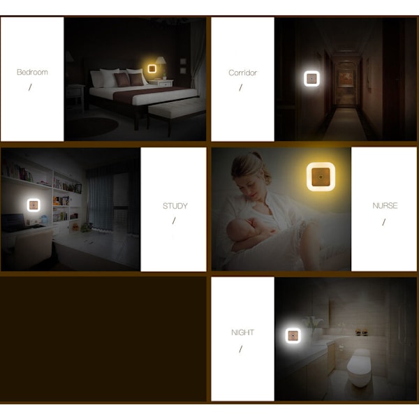 Plug-in Nattlampa för Säkert Hem, Intelligent Ljussensordesign Perfekt Mjukt Skimmer, Energieffektiv LED med Lång Livslängd för Sovrum, Kök,