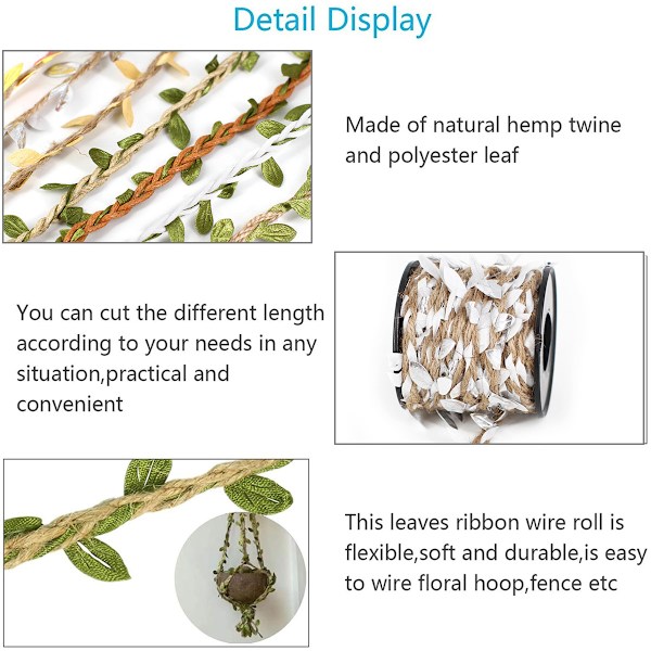 Jutesnöre med konstgjorda vinrankor gröna blad för DIY-hantverk