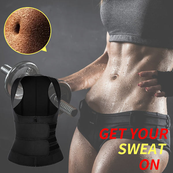 Kvinde Taljetræner Korset Lynlås Vest Justerbar Neopren Body Shaper Cincher Tank Top Talje Shapewear