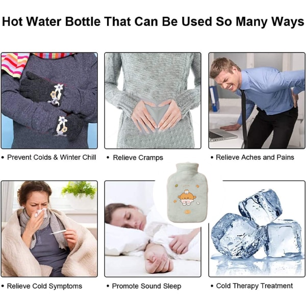 Varmtvannsflaske med håndlommedeksel – Varmtvannspose med myk
