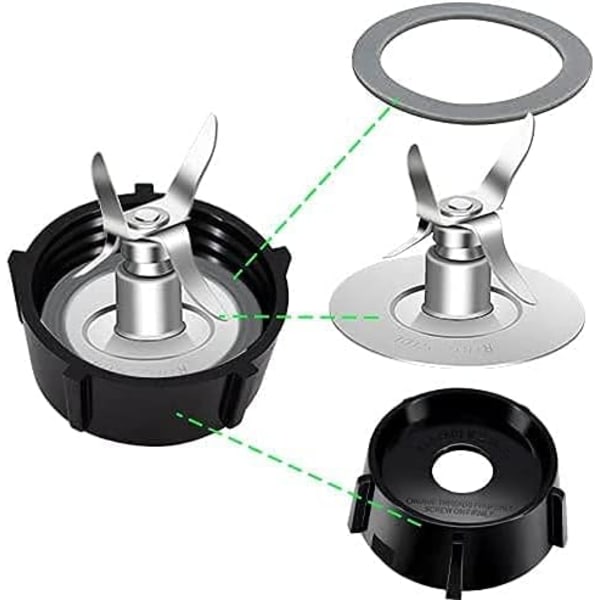 Isblad i rustfrit stål, blender tilbehørssæt med elastisk gummipakning, opgrader din blending til gryder, plastik, glas, rustfrit stål,