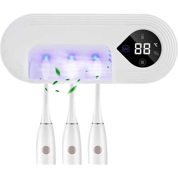 Tandborsthållare för flickor pojkar barn, dödar 99,9 % av bakterierna med fläkttorkningsfunktion Tyst drift 40Db, väggmonterad smart tandborstorganisatör