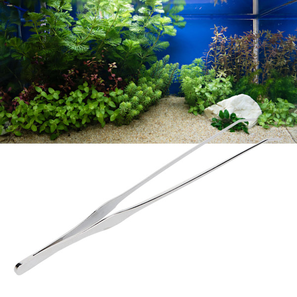 Aquarium Tweezers Stainless Steel Long Handle Fish Tank Aquatic Forceps for Aquarium Plants Substrates Gravel Corals Bent Tweezers