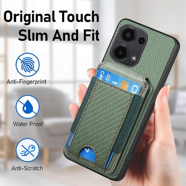Kolfiberfodral med stativ för Xiaomi 14 Green