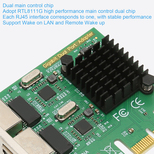 PCI E NIC Netværkskort 2-vejs RJ45 Port til RTL8111G Chipset PCIE X1 Ethernet LAN Adapter til Win til Linux til VMware