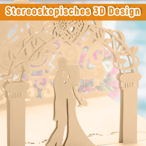 Tidlös Kärlek, 3D Pop-Up Bröllopskort, Unik Brudgum Brud Design Under En Båge, Glänsande Guldstoft, Tom Skrivyta För Personliga Meddelanden, Formell
